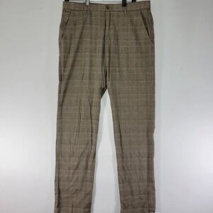 Banana Republic Kentfield‎ Men's Trouser Pants Flat Front Brown Plaid 33x34